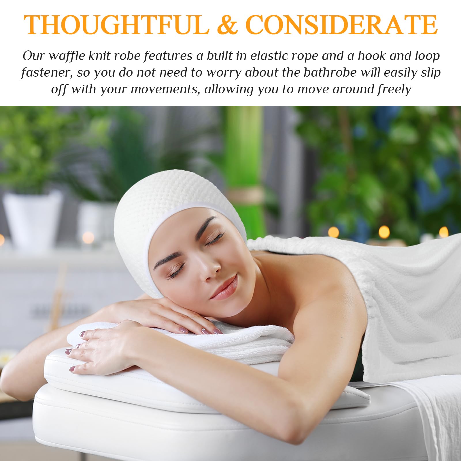 Kinlop 4 Sets Towel Wrap Bath Wrap Towel for Women with Pocket with Facial Spa Headband Set Waffle Spa Robe with Adjustable Clos